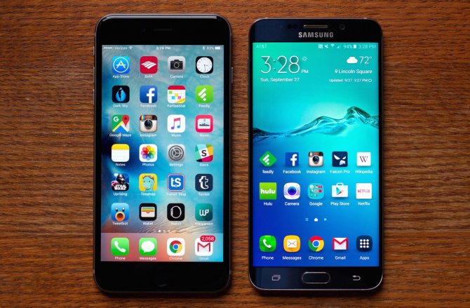 Сравнение по размерам iPhone 6s Plus с Galaxy Note 5