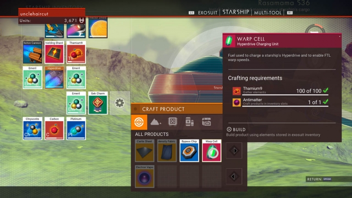 Процесс крафта No Man's Sky