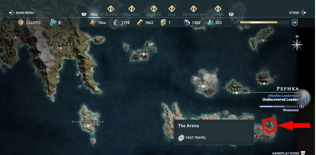 Arenas где находится. Assassins Creed Odyssey Арена на карте. Ассасин Крид Одиссея Арена Пефки на карте. Арена в ассасин Крид Одиссея на карте. Ассасин Одиссея Арена Пефки.