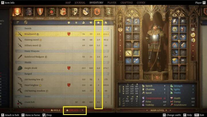 Как работает ограничение переносимого веса в Kingdom Come Deliverance 2
