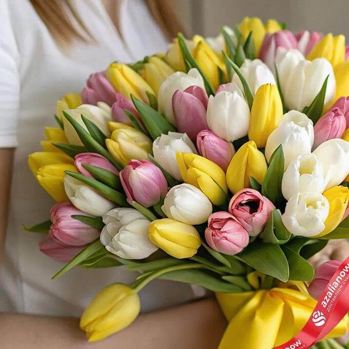 Букет из 51 нежного тюльпана